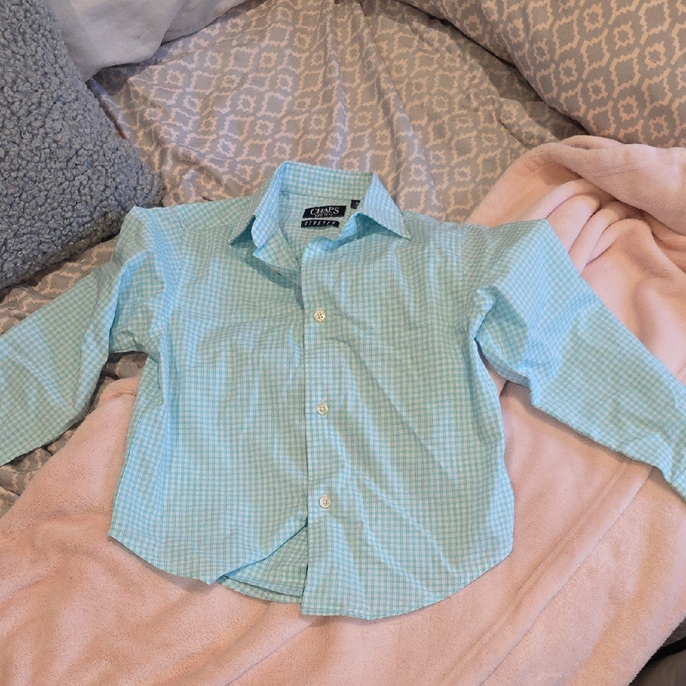 Chaps Aqua Checkered Button-Down Shirt